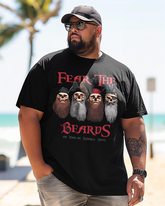 FEAR THE BEARDS Bedrucktes Kurzarm-T-Shirt für Herren in Übergröße
